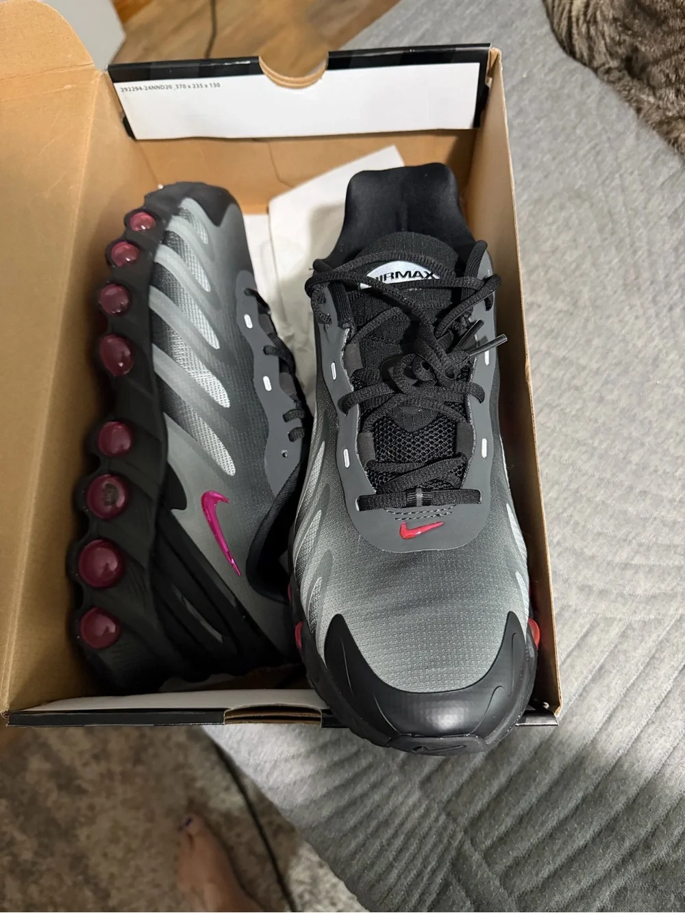 Nike Grey and Pink Air-Style Running Shoes